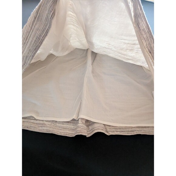 Banana Republic Strapless Dress Striped White Beige Size 8 Linen Y2K Mini Belt - Picture 4 of 14